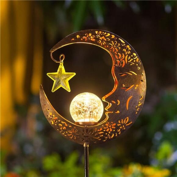 Solar Lights Outdoor Decor Moon Lantern for Patio,Lawn or Pathway Moon - Picture 1 of 7